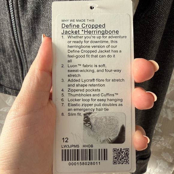 NWT size 12 lululemon define cropped jacket- herringbone - Picture 5 of 5